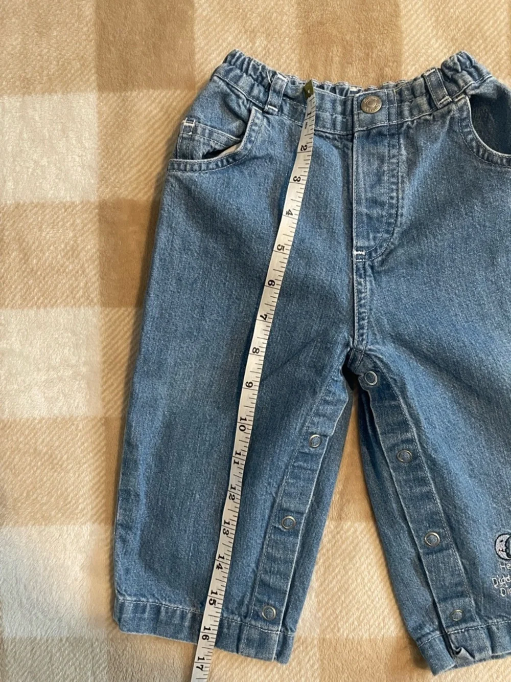 Vintage Carters Classic Hey Diddle Diddle Baby 9-12 Months Blue Denim Snap Pants
